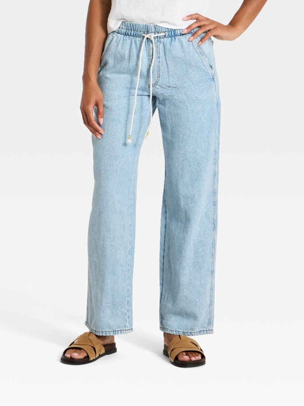 NWT Womens Universal Thread Size L Mid-Rise Straight Leg Relaxed Fit Beach Pants